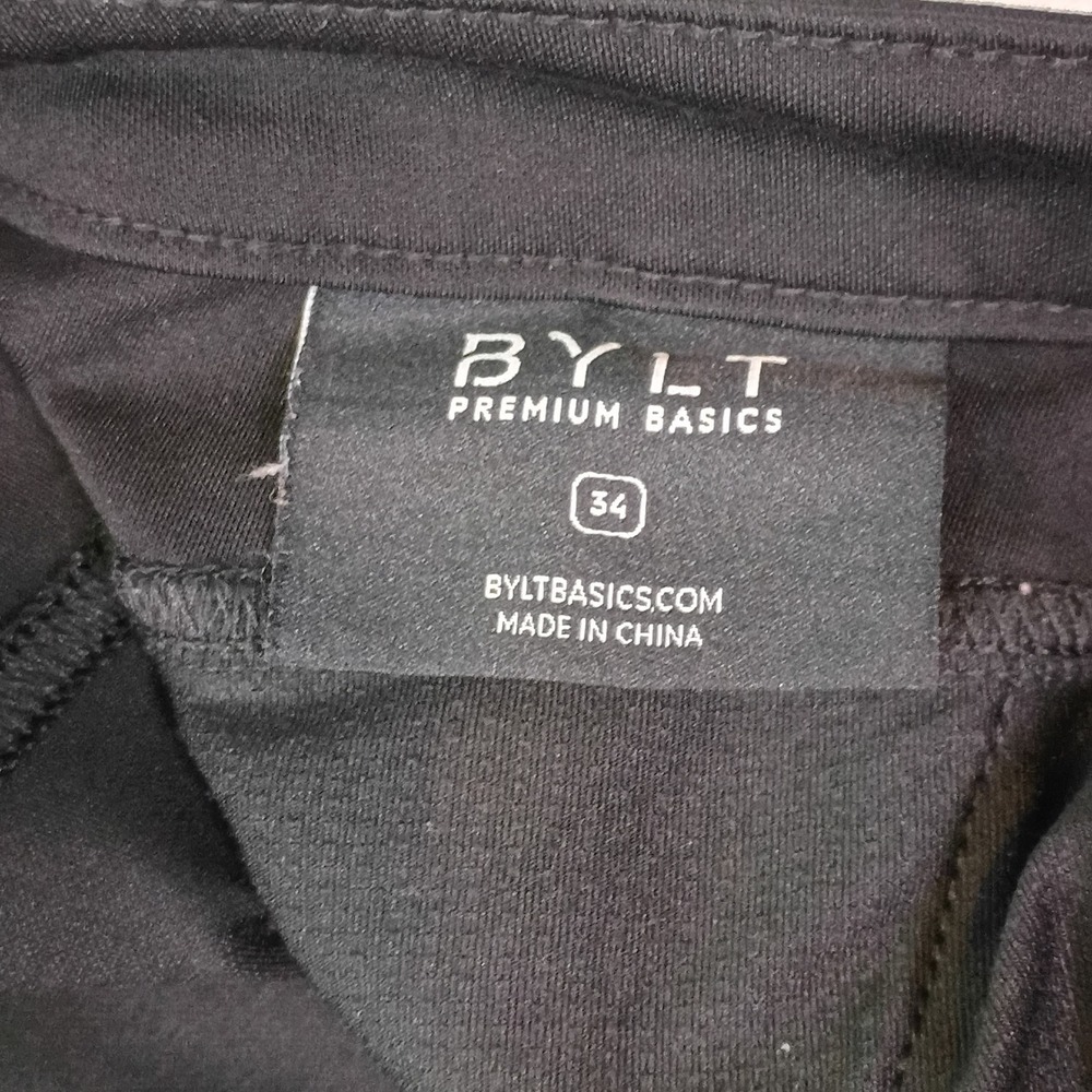 BYLT Premium Basics Everyday Pant Mens 34 Black Slim Fit Stretch Trousers - Picture 8 of 11